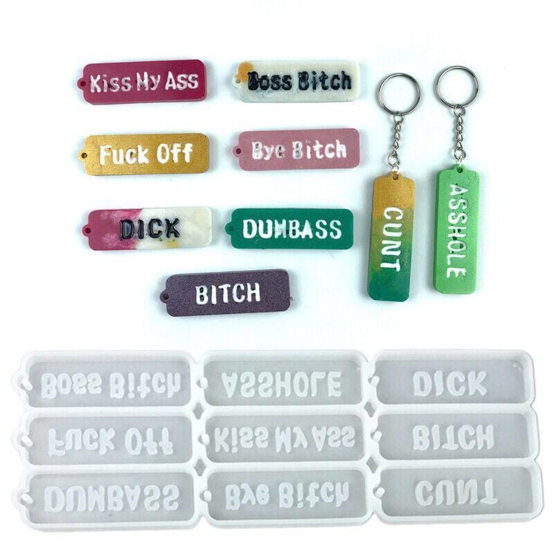Letters Keychain Resin Epoxy Casting Mold Earring Pendant Craft Mould Silicone