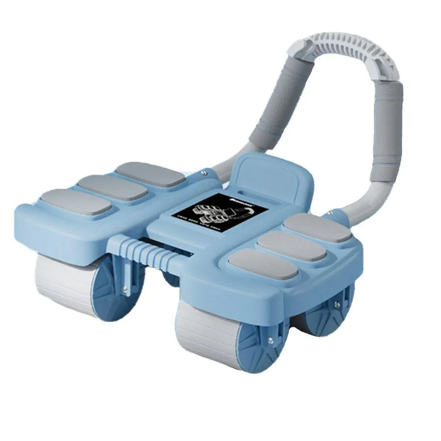 Four Wheel Abdominal Exercise Roller Elbow Support for Core Strength Training - Blue