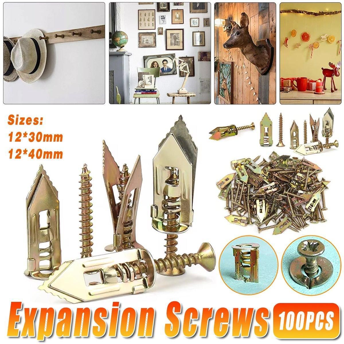 100PCS Self-Drilling Anchors Screws Percussion Expansion Kit -12x30mm/12x40mm - 12x40mm