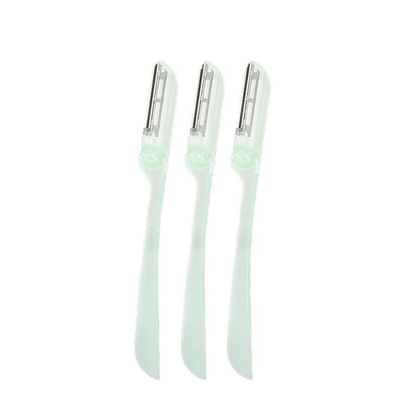 3Pcs Eyebrow Razor Set Facial Trimmer Shaver Blade Hair Remover Beauty Tool - White+Clear Eyebrow Razor+Scissor