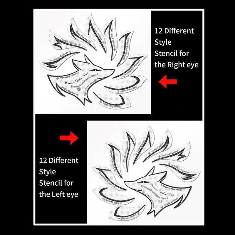 Eyeliner Eyeshadow Stencil Set Eye Makeup Fox Template Non-Woven 12 Styles Cards - A (2PCS)