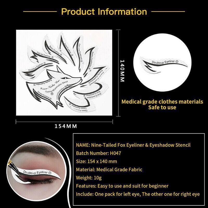 Eyeliner Eyeshadow Stencil Set Eye Makeup Fox Template Non-Woven 12 Styles Cards - A (2PCS)
