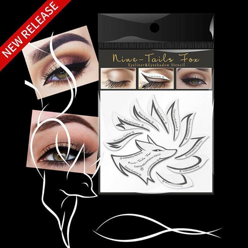 Eyeliner Eyeshadow Stencil Set Eye Makeup Fox Template Non-Woven 12 Styles Cards - A (2PCS)