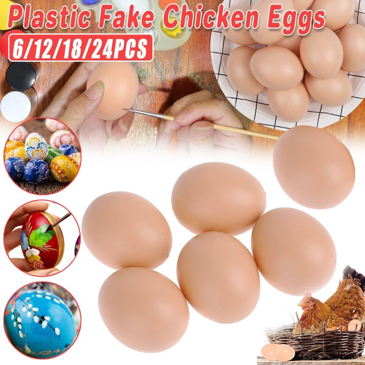 Plastic Painting Eggs DIY Toy Fake Eggs Colourful Drawing Craft Durable Egg - 6PCS