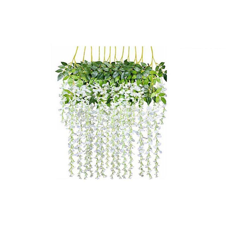 12X Artificial Silk Fake Flower Garland Vine Wisteria Leaf Hanging Wedding Decor - Purple