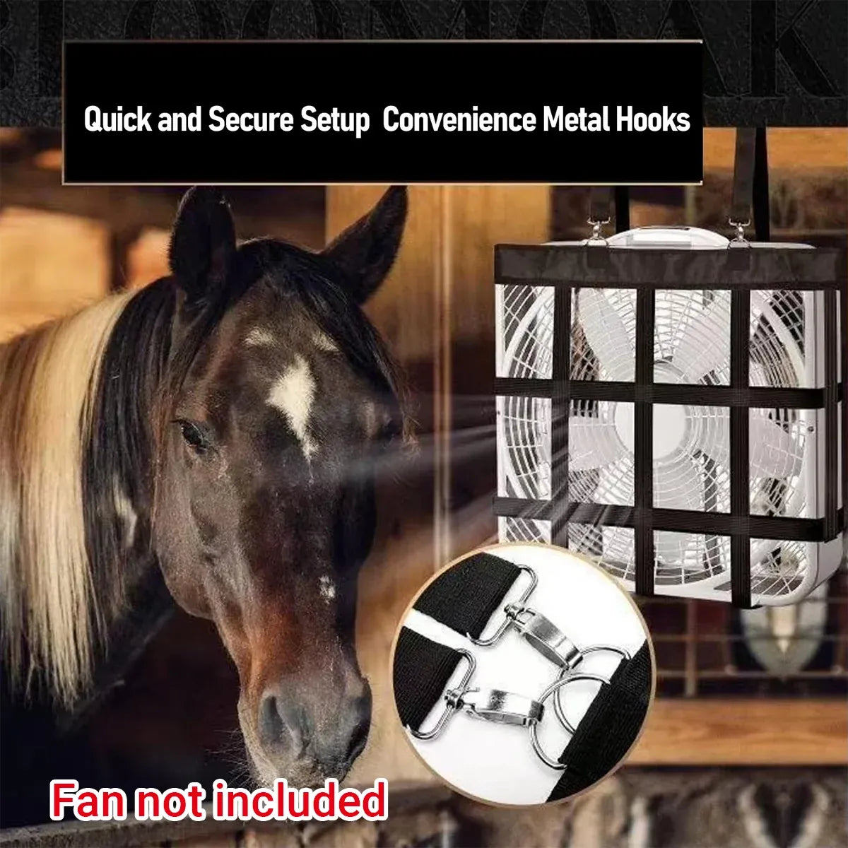 Hanging Stable Fan Bag Portable Durable for Barn Horse Stall Cover