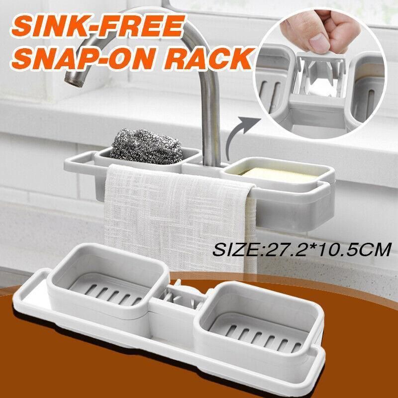 Kitchen Faucet Holder Soap Sponges Caddy Organizer Storage Rack Sink Basket