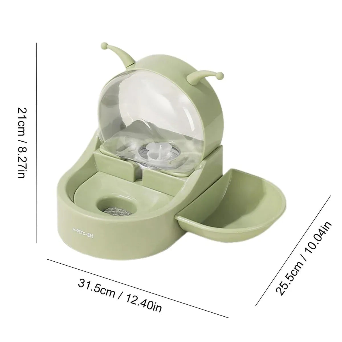 2.2L Large Capacity Pet Water Fountain with Food Bowl Auto Circulation Filtered
