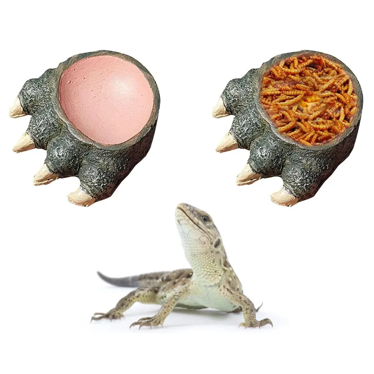 Lizard Claw Shaped Pet Food Water Bowl Durable Resin Non Slip