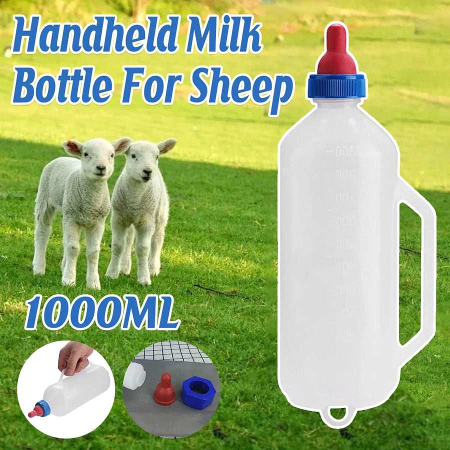 Sheep Lamb Feeding Bottle 1000ml Handheld Nipple Feeder for Livestock Use