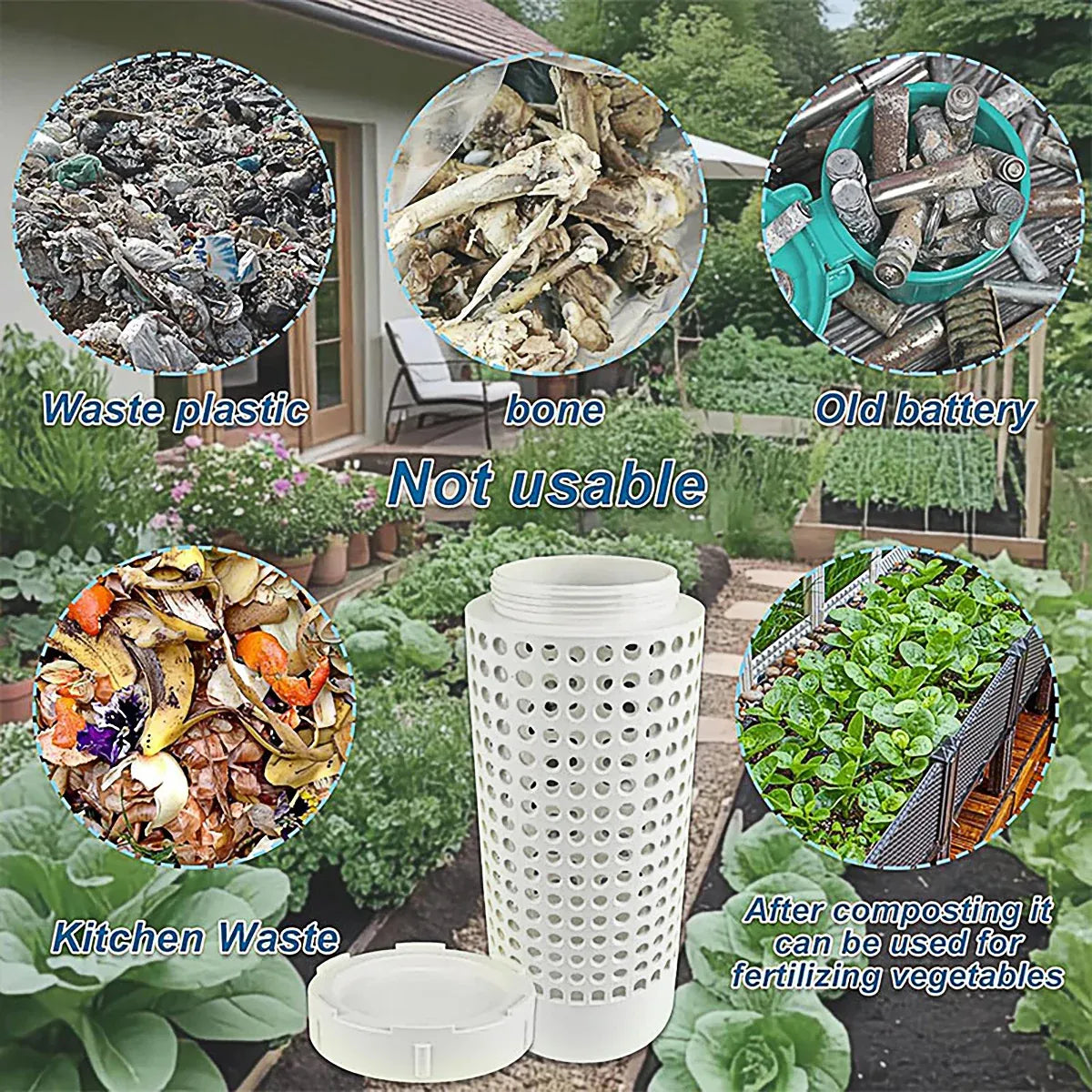 Worm Composting Bin PVC Tube Odor Sealing Garden Composter for Lawn Flower Pot