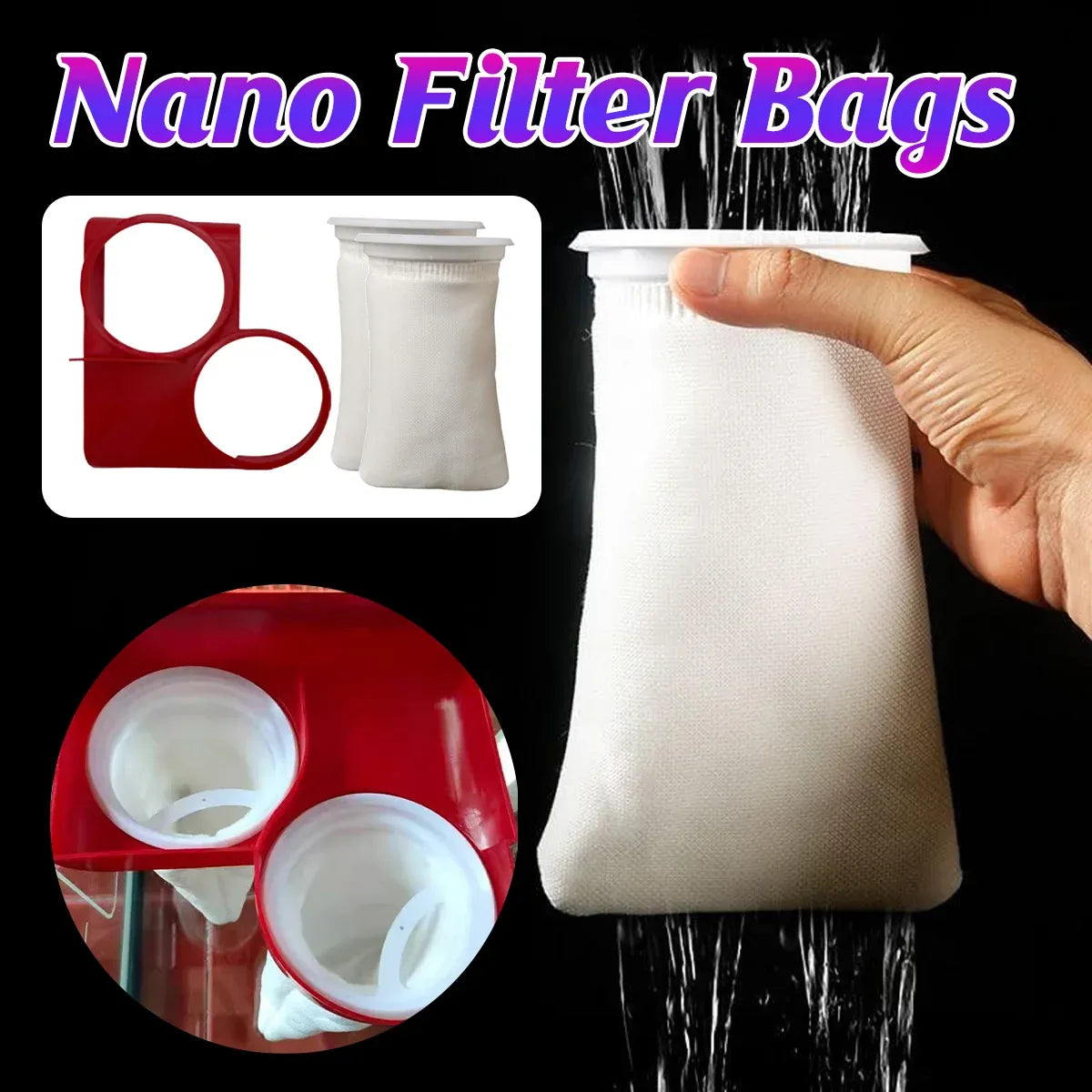 Nano Filter Bags for Aquarium Bottom Filter Fine Mesh Reusable
