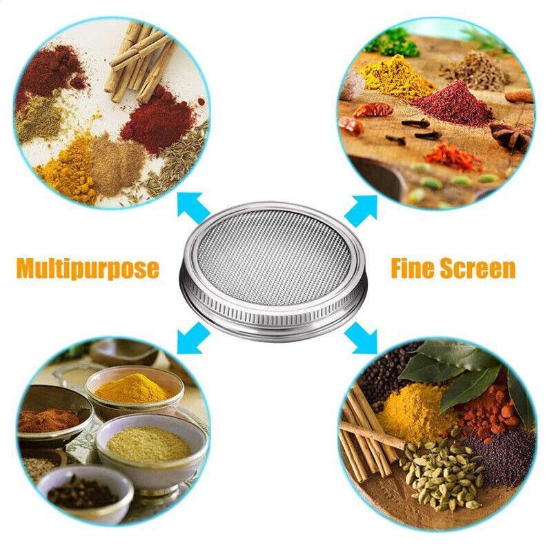 Metal Mesh Screen Sprouting Strainer Lid Filter Cover For Wide Mouth Mason Jar - 1SET
