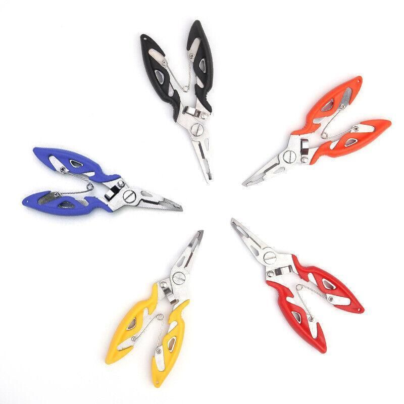 Multi Function Fishing Pliers Line Cutter Split Ring Tool with Grip Scissors Design - Yellow