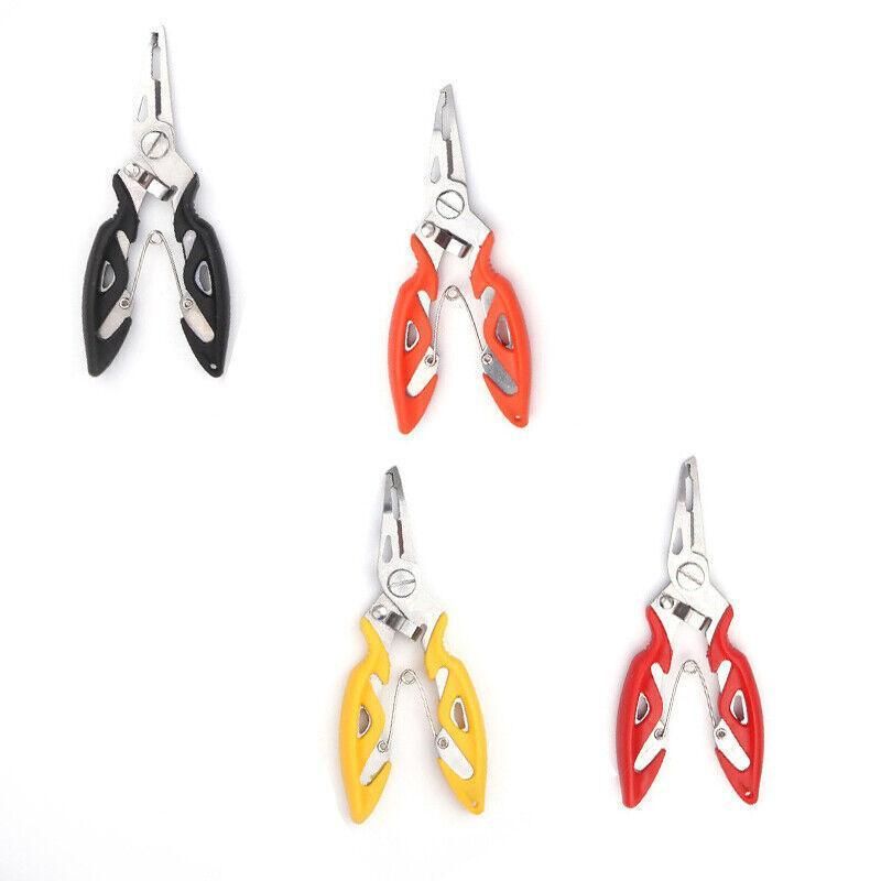 Multi Function Fishing Pliers Line Cutter Split Ring Tool with Grip Scissors Design - Yellow