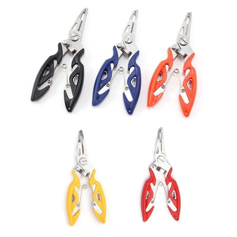 Multi Function Fishing Pliers Line Cutter Split Ring Tool with Grip Scissors Design - Yellow