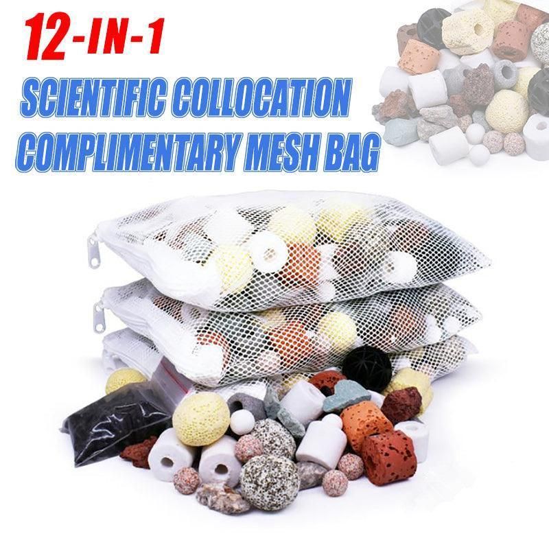 12In1 Ceramic Bio Ball Filter Media Biological Rings For Aquarium Fish Tank Pond