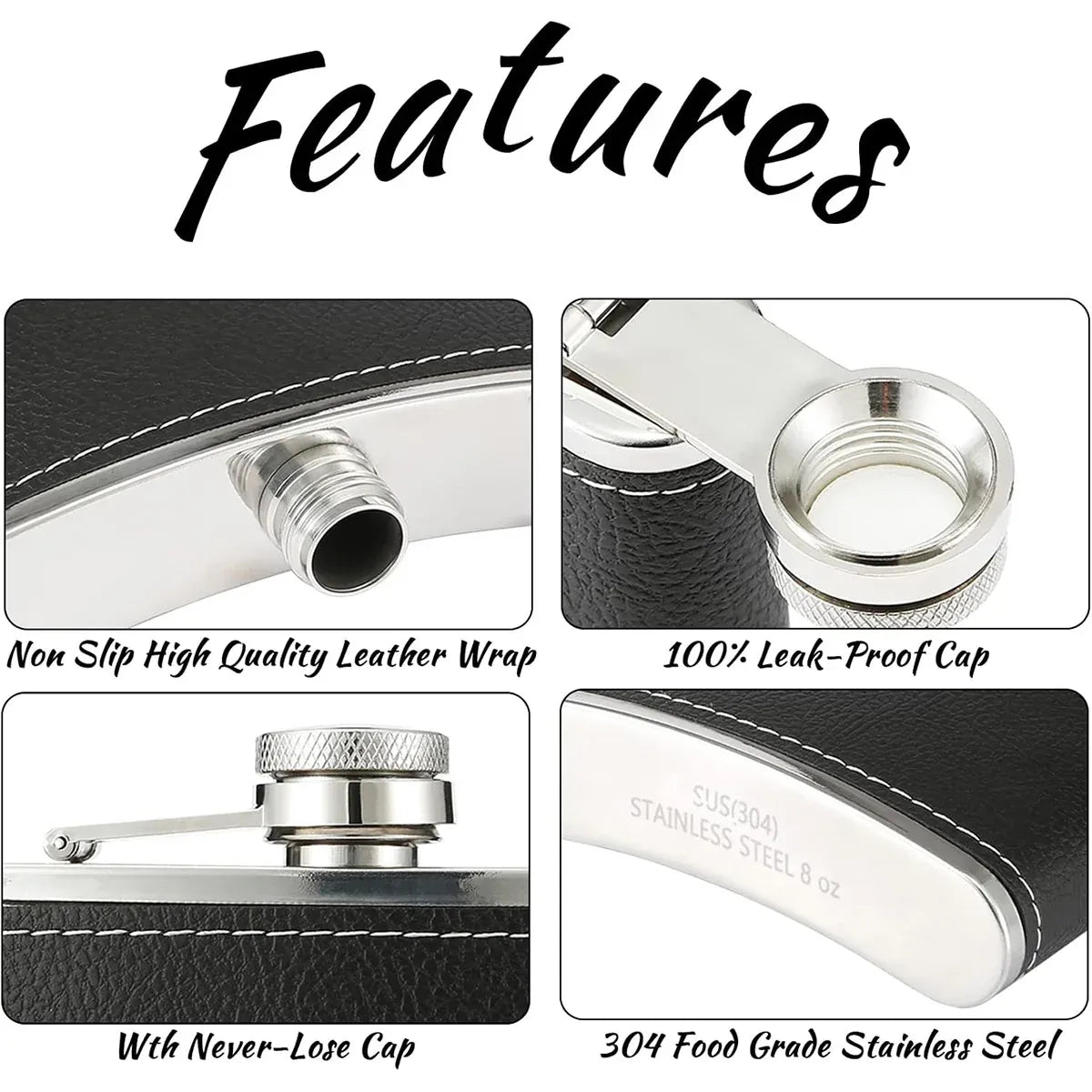 8oz Stainless Steel Wine Flask Portable Flat Metal Outdoor Bottle Gift Set Use - Yellow Pattern