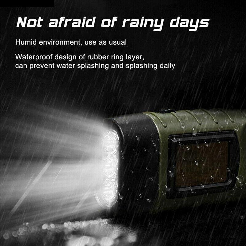 Hand Crank Solar Powered Rechargeable Led Camping Emergency Flashlight - Yellow