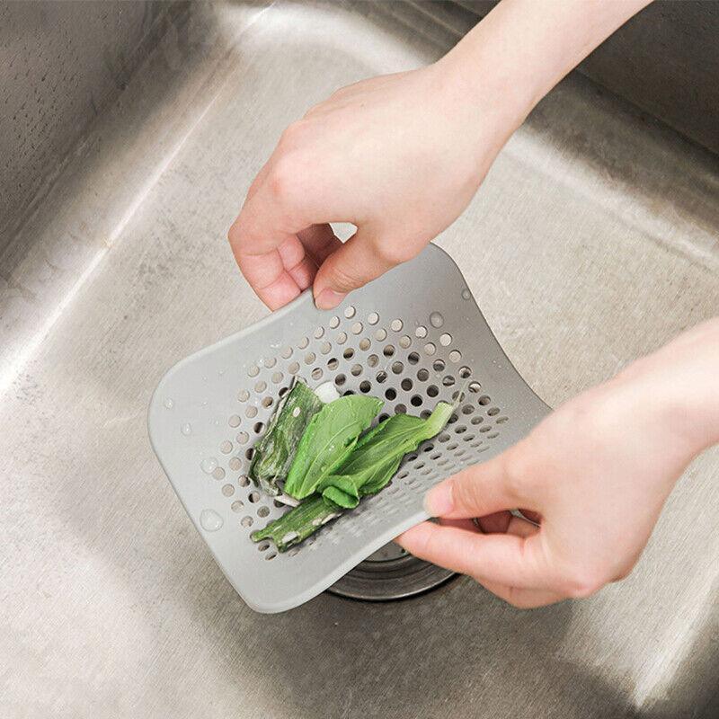 2X Square Drain Cover For Shower Drain Hair Catcher Flat Silicone Plug For Bath - Grey