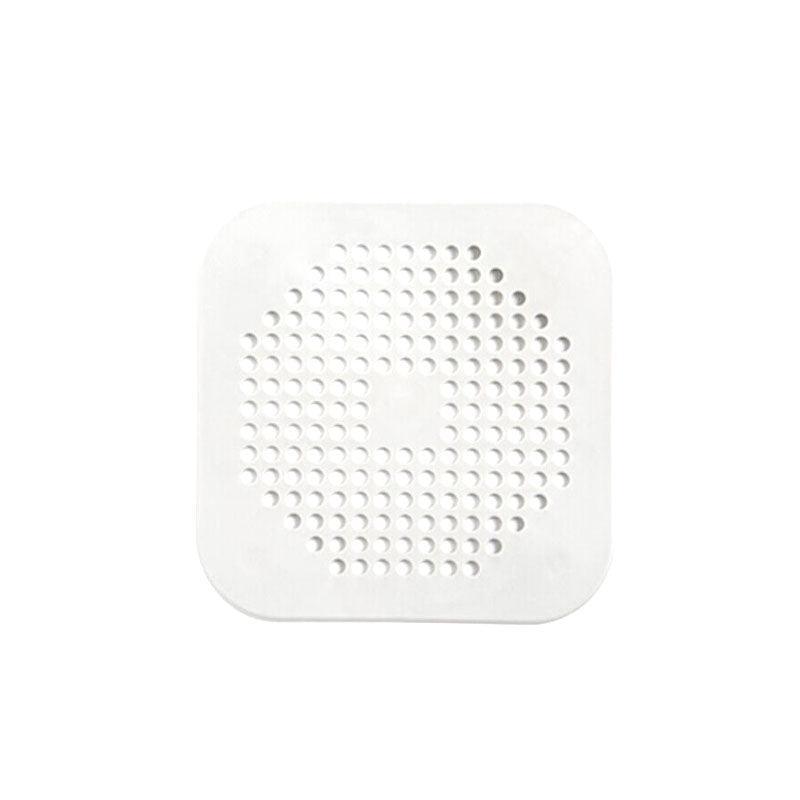 2X Square Drain Cover For Shower Drain Hair Catcher Flat Silicone Plug For Bath - White