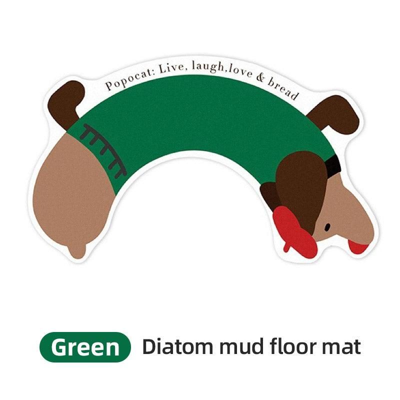 Dachshund U Shaped Floor Mats Non Slip Dirt Resistant Foot Mats for Toilet Home - Green