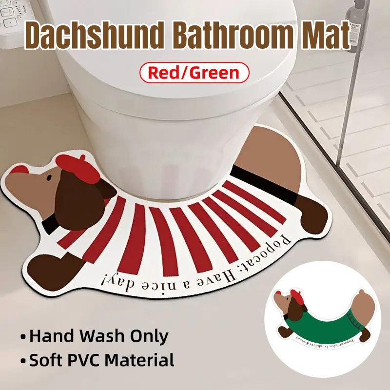 Dachshund U Shaped Floor Mats Non Slip Dirt Resistant Foot Mats for Toilet Home - Green