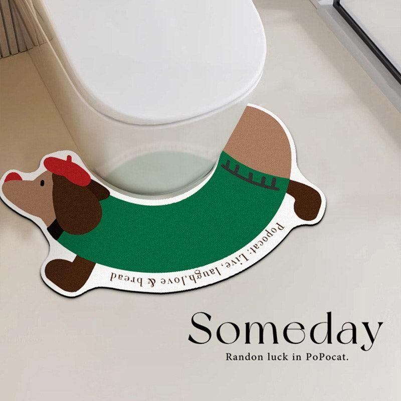 Dachshund U Shaped Floor Mats Non Slip Dirt Resistant Foot Mats for Toilet Home - Green