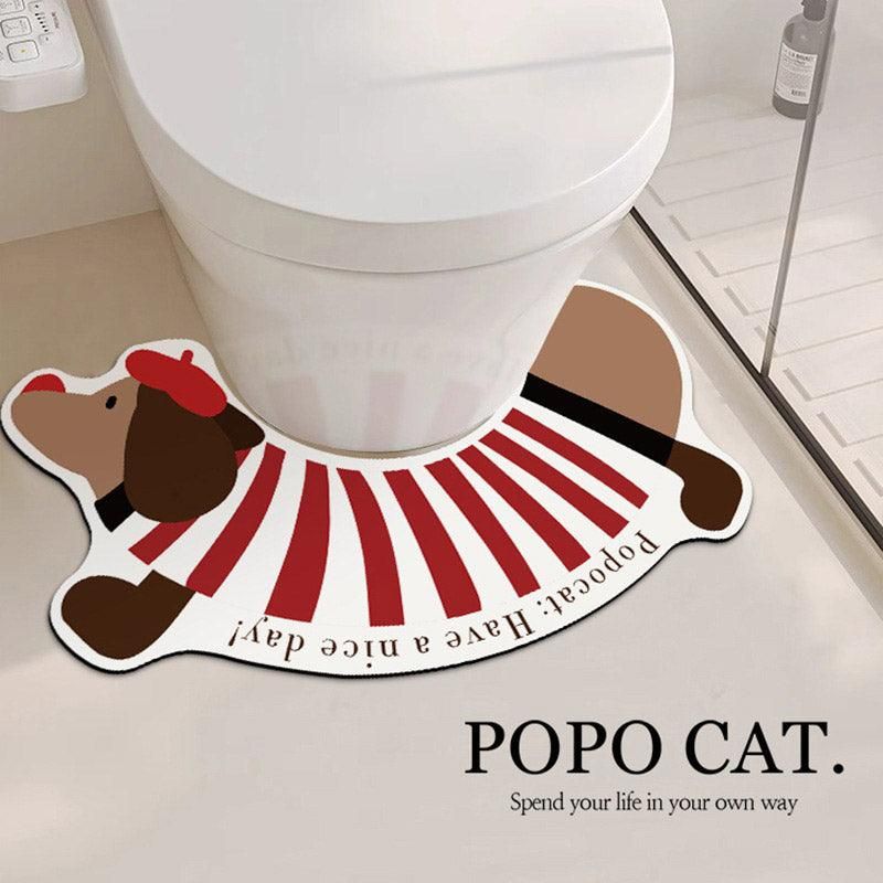 Dachshund U Shaped Floor Mats Non Slip Dirt Resistant Foot Mats for Toilet Home - Green