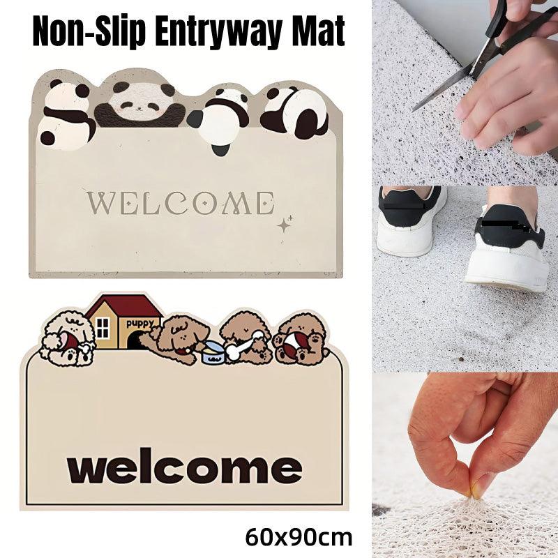 Cartoon Non Slip Household Silk Circle Floor Mat Durable Entryway Rug Can Be Cut - Dog