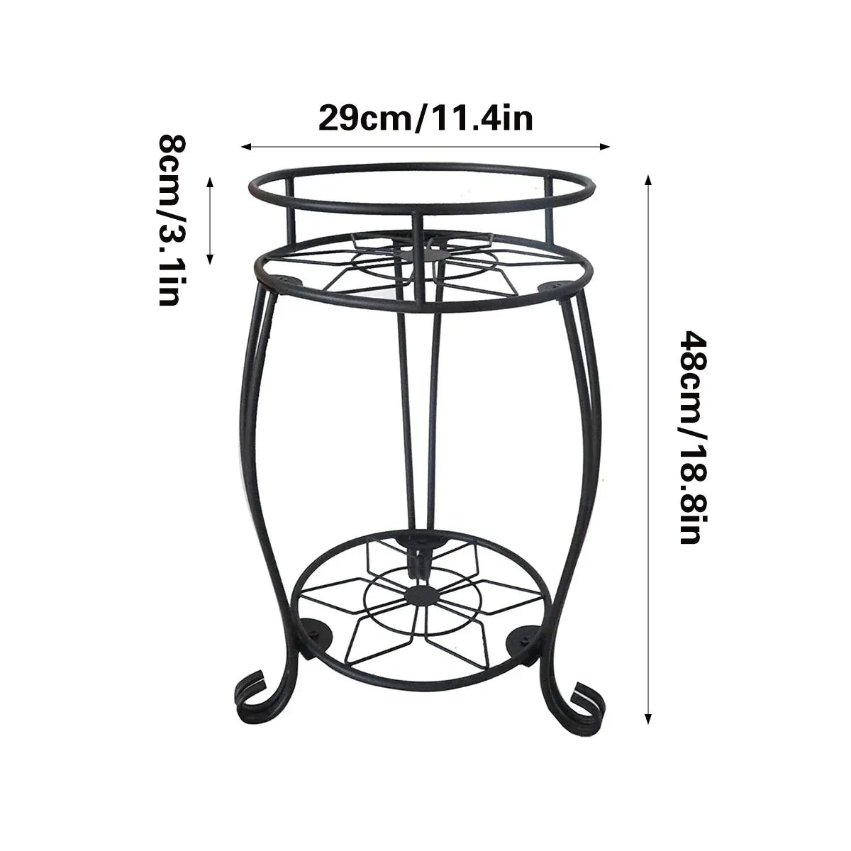 Foldable Plant Stand 2 Tier Metal Flower Shelf for Indoor Outdoor