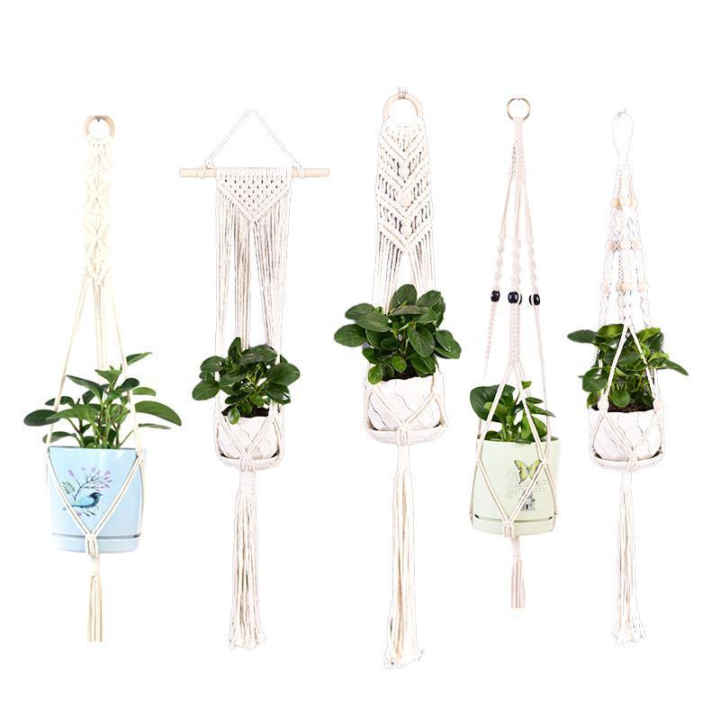 Macrame Plant Flower Pot Holder Hanger Hanging Planter Basket Hemp Rope Braided - #05