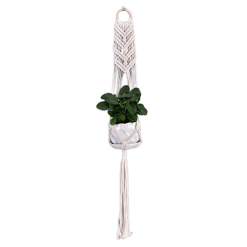 Macrame Plant Flower Pot Holder Hanger Hanging Planter Basket Hemp Rope Braided - #07