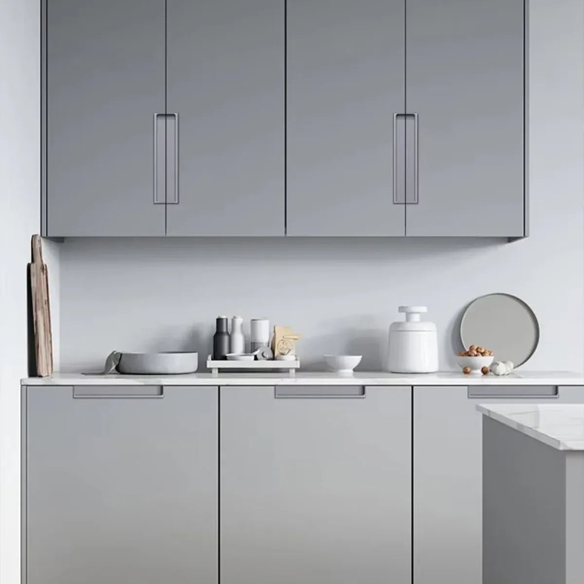 Hidden Recessed Cabinet Handle 120mm 200mm Slotted Drawer Door Pull Furniture - Grey-120mm