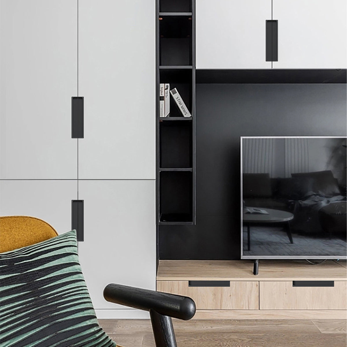 Hidden Recessed Cabinet Handle 120mm 200mm Slotted Drawer Door Pull Furniture - Grey-120mm