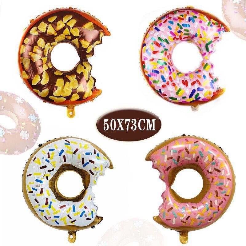 Donut Foil Balloon Party Decoration with Bite 50x73cm Helium Sweet Icing Colours - B