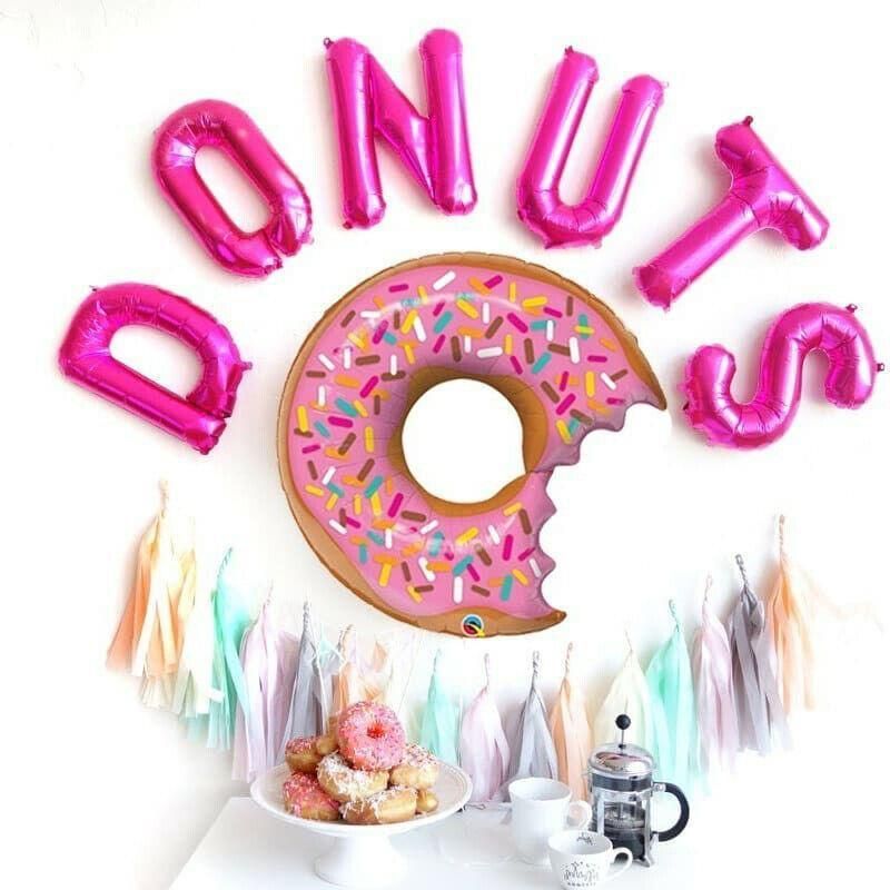 Donut Foil Balloon Party Decoration with Bite 50x73cm Helium Sweet Icing Colours - B