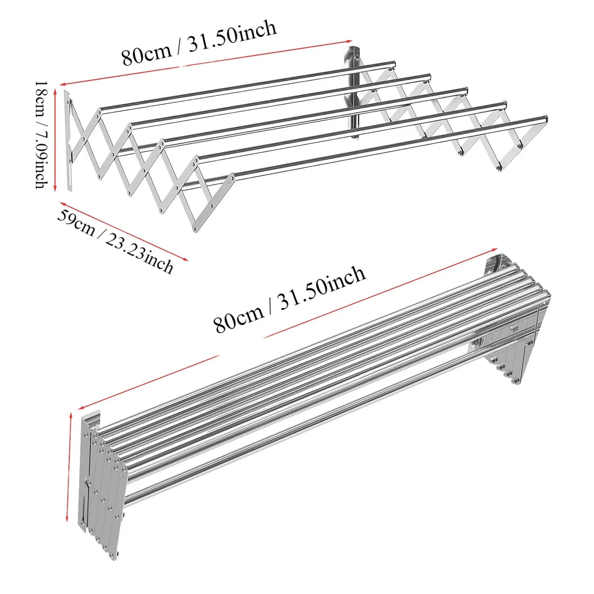 Foldable Wall Mounted Clothes Towel Hanger Space Saving Durable