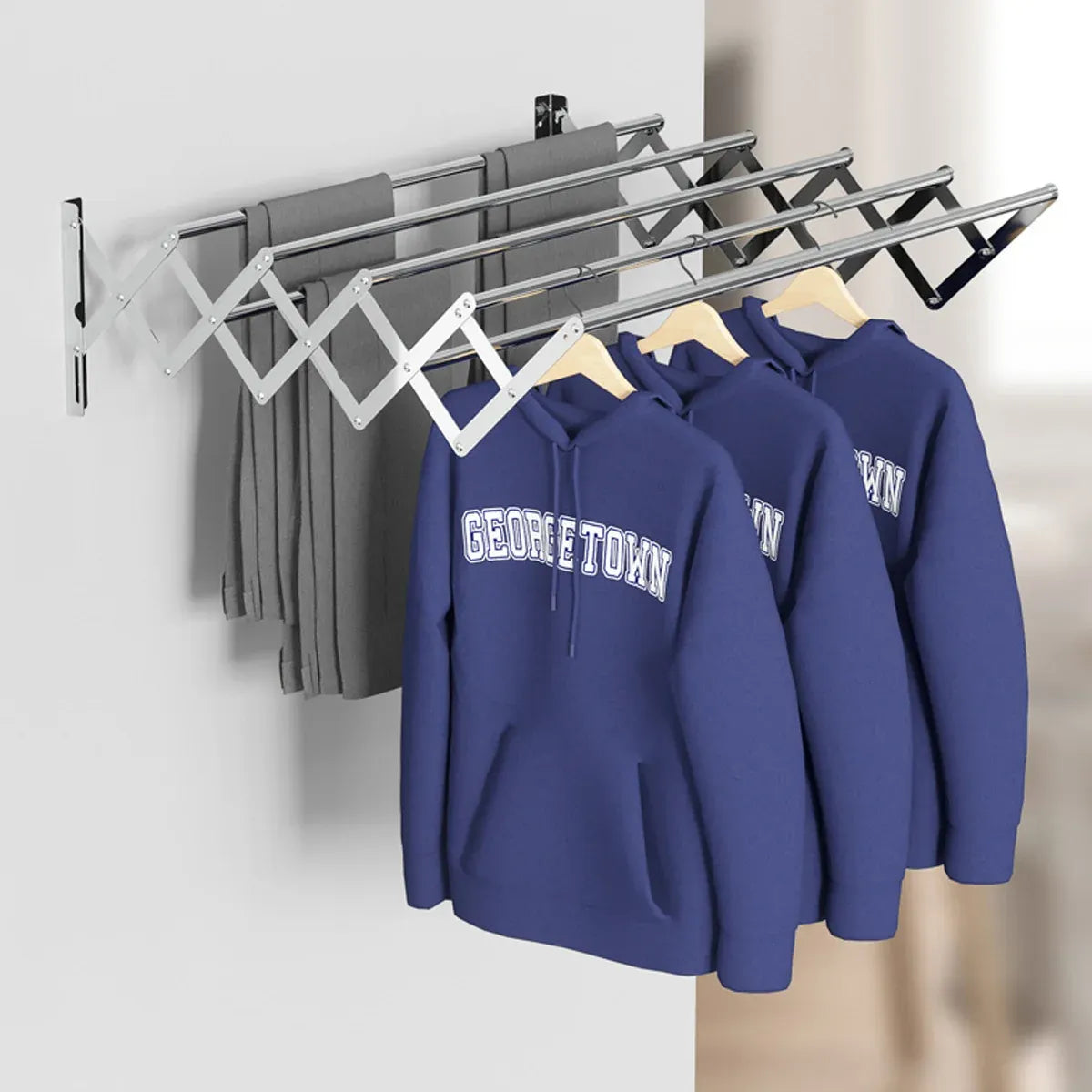 Foldable Wall Mounted Clothes Towel Hanger Space Saving Durable