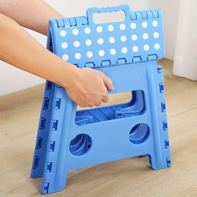 Portable Folding Plastic Stool Lightweight Collapsible Chair for Outdoor Travel - White