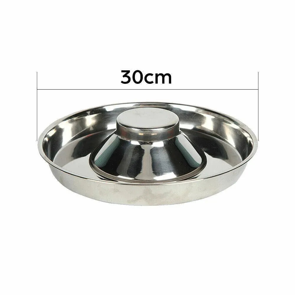 Stainless Steel Pet Bowl Slow Feeder Dish Puppy Dog Cat Food Feeding Weaning Bowl - L