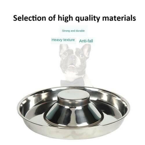 Stainless Steel Pet Bowl Slow Feeder Dish Puppy Dog Cat Food Feeding Weaning Bowl - M