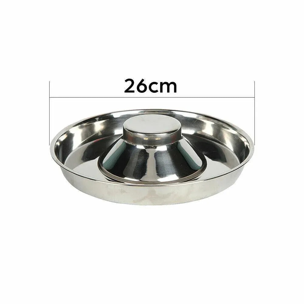 Stainless Steel Pet Bowl Slow Feeder Dish Puppy Dog Cat Food Feeding Weaning Bowl - M