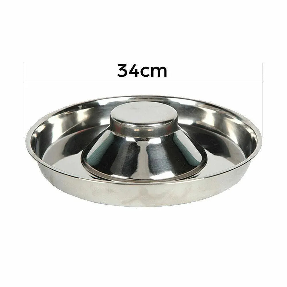 Stainless Steel Pet Bowl Slow Feeder Dish Puppy Dog Cat Food Feeding Weaning Bowl - M