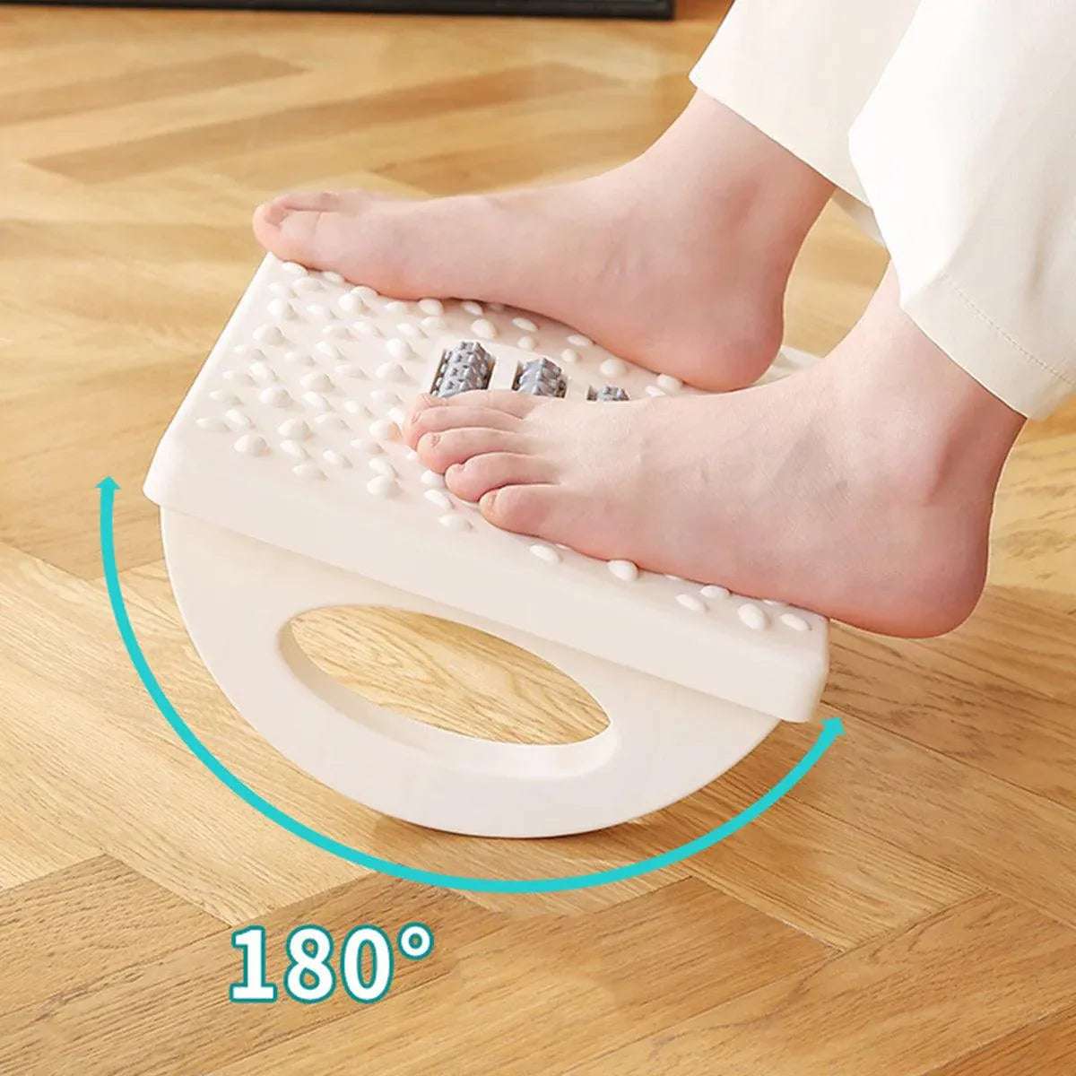 Foot Rest Stool Office Computer Desk Footrest Comfort with Massage Point Household - White