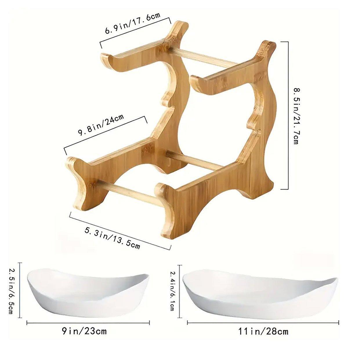 Modern Multi-layer Bamboo Fruit Snack Plate Rack Creative Living Room Plate Rack - Beige