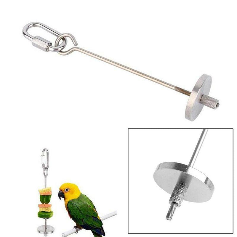 Pet Stainless Steel Bird Parrot Cage Skewer Food Meat Stick Spear Fruit Holder - 20CM