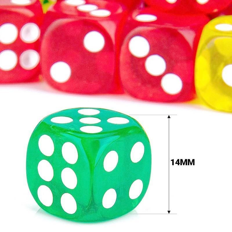 12-48PCS 6 Sided Games Dice Transparent Coloured Game Play Toy Bulk Board Game - 12PCS