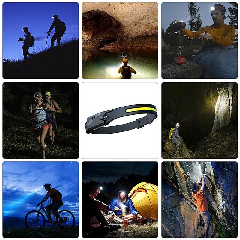 Cob Led Motion Sensor Head Torch Headlight Usb Headlamp Waterproof Rechargeable