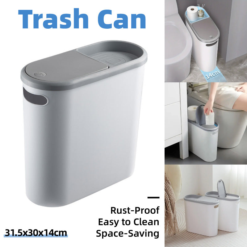 Simple Garbage Can with Lid Household Clamped Plastic Bucket Flip Lid Kitchen